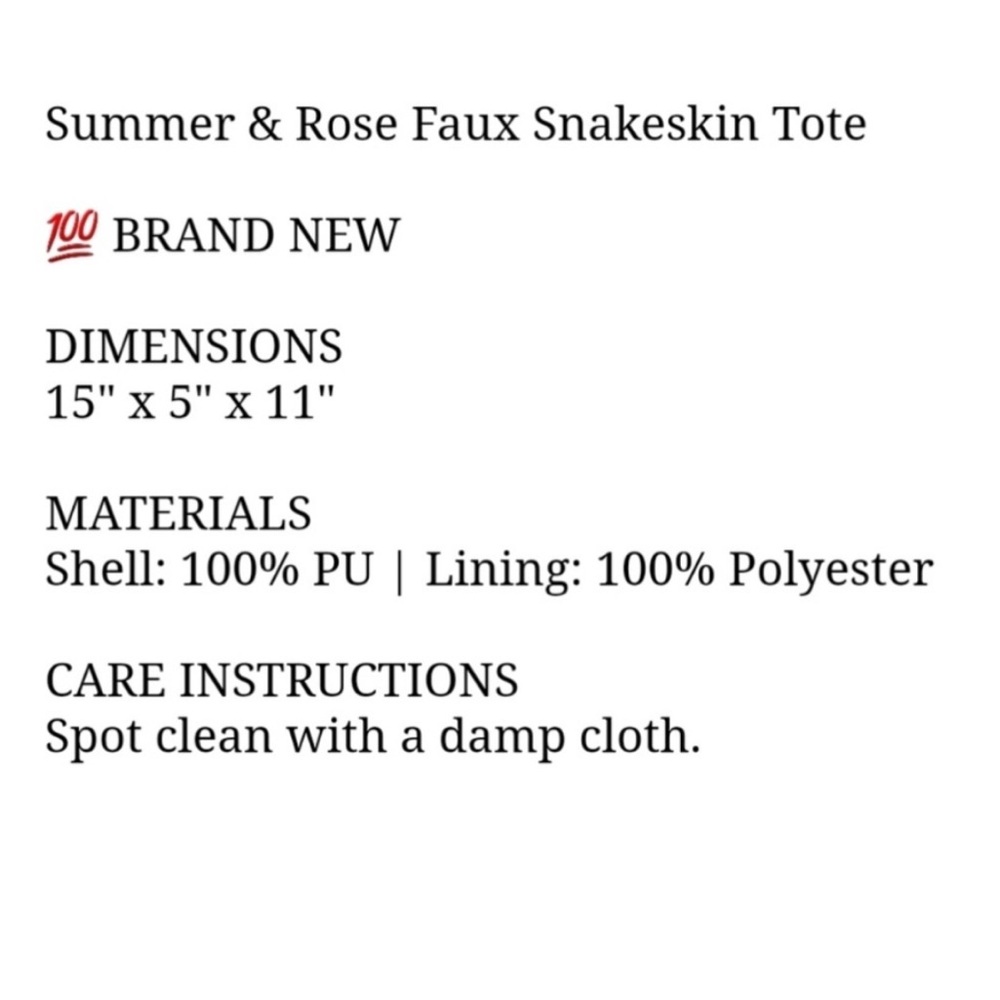 🆕Vegan Faux Snake Skin Tote - Picture 6 of 7